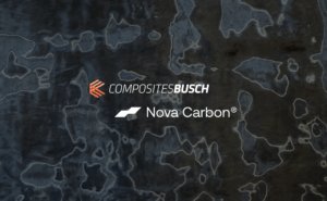 cette image met en avant les logos nova carbon et composites busch avec de la matière composites carbone derrière.