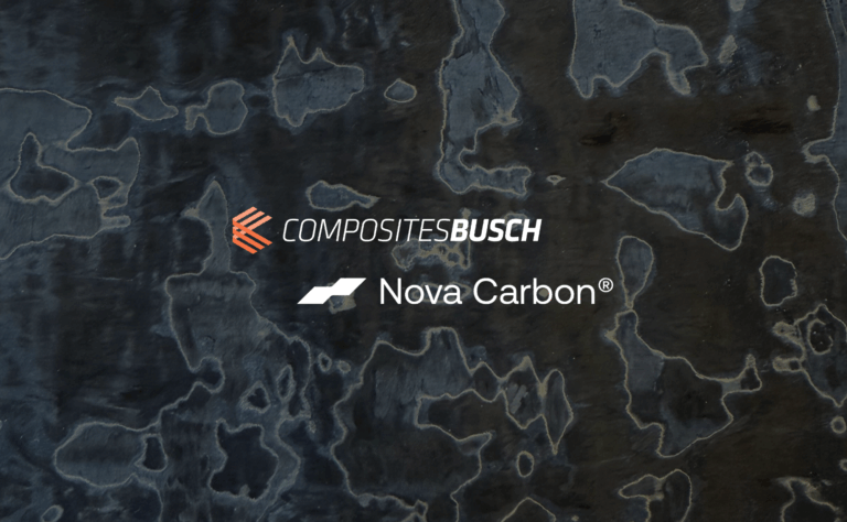cette image met en avant les logos nova carbon et composites busch avec de la matière composites carbone derrière.